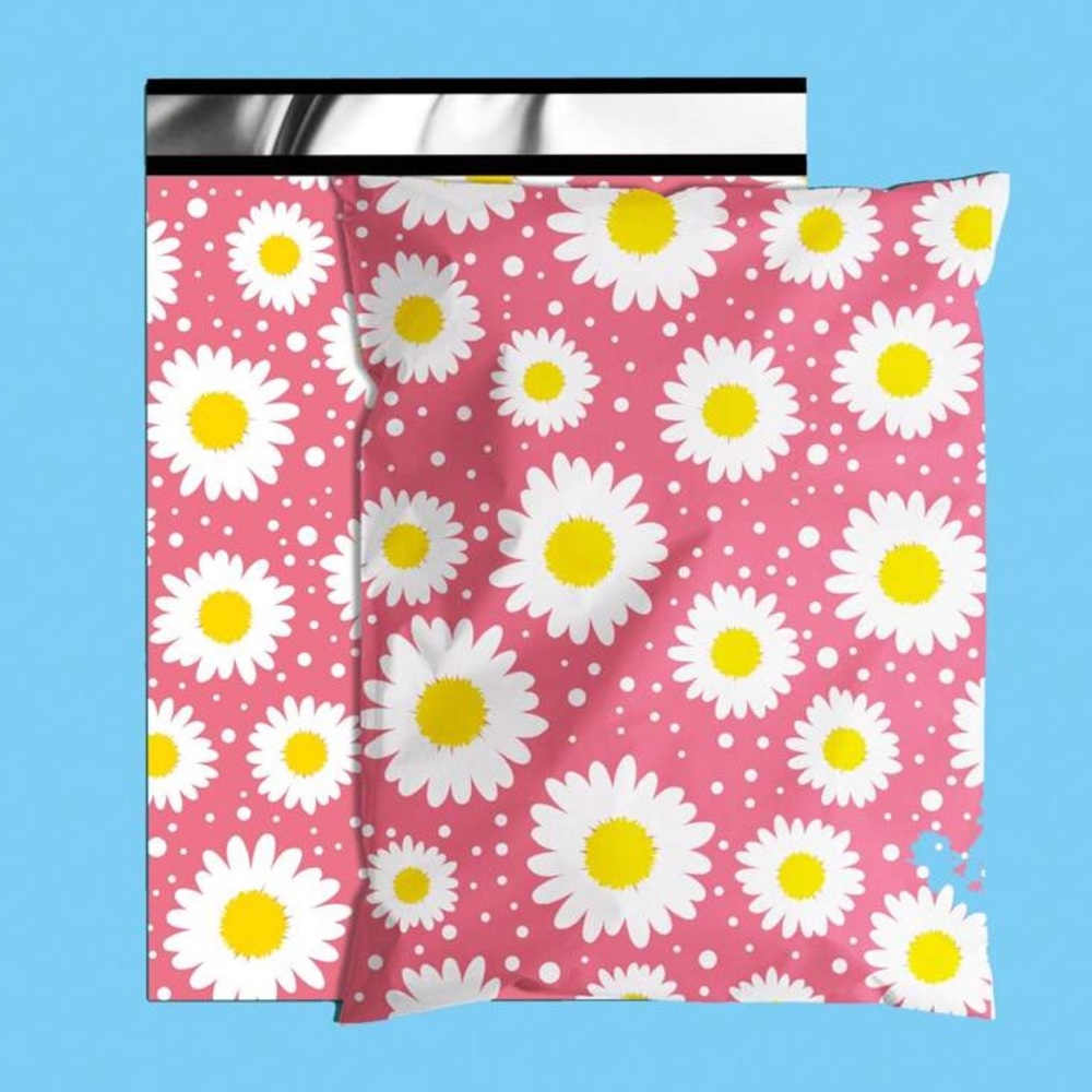 10 (14.5” x 19”) XXL Pink Daisy Print Poly Mailers Poly Bags